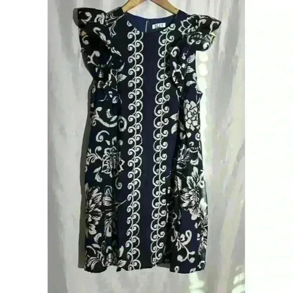 TCEC Barba Sleeveless Ruffle Dress Multi Colored Sheath Size Medium - Picture 1 of 9